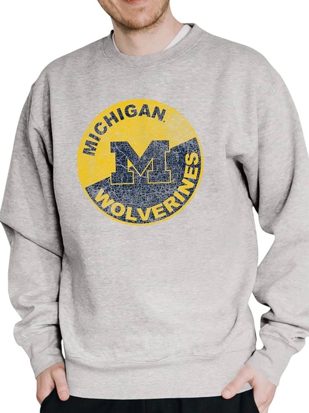 Michigan Wolverines Gray Crewneck Sweatshirt Vintage